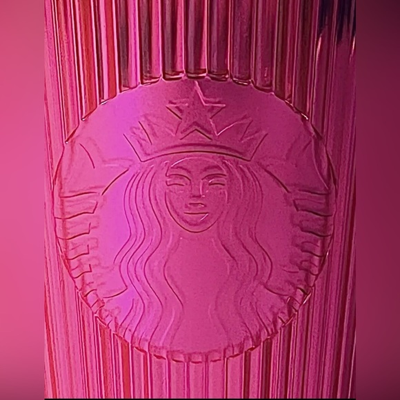 Starbucks Hot Pink Pleated Cold Cup Tumbler 16 oz Grande Summer 2023 New - Picture 3 of 5